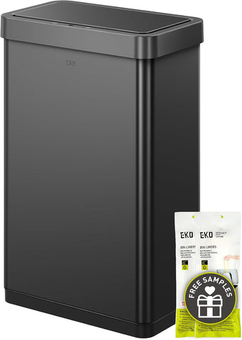 EKO Mirage X 80 Liter / 21.1 Gallons Motion Sensor Trash Can or Recycling Bin, Automatic Large Kitchen Trash Can Touchless, Stainless Steel, Matte Black