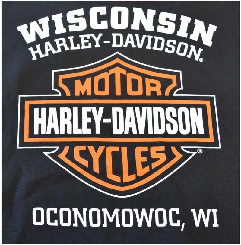 Harley-Davidson Men's Orange Bar & Shield Navy Pullover Sweatshirt 30291742