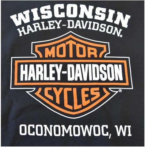 Harley-Davidson Men's Orange Bar & Shield Navy Pullover Sweatshirt 30291742