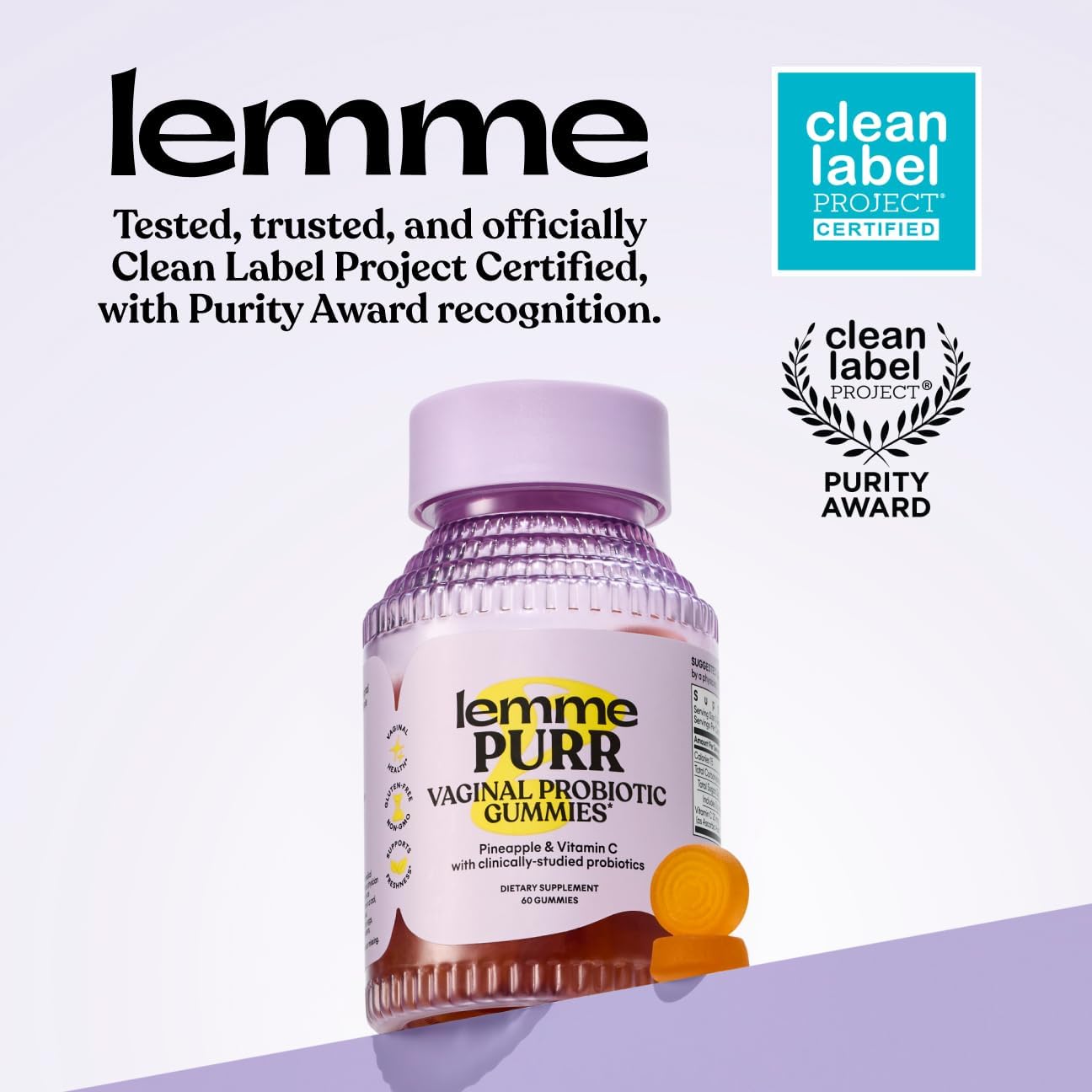 Lemme Purr Vaginal Probiotic Gummies for Women, 30-Day Supply