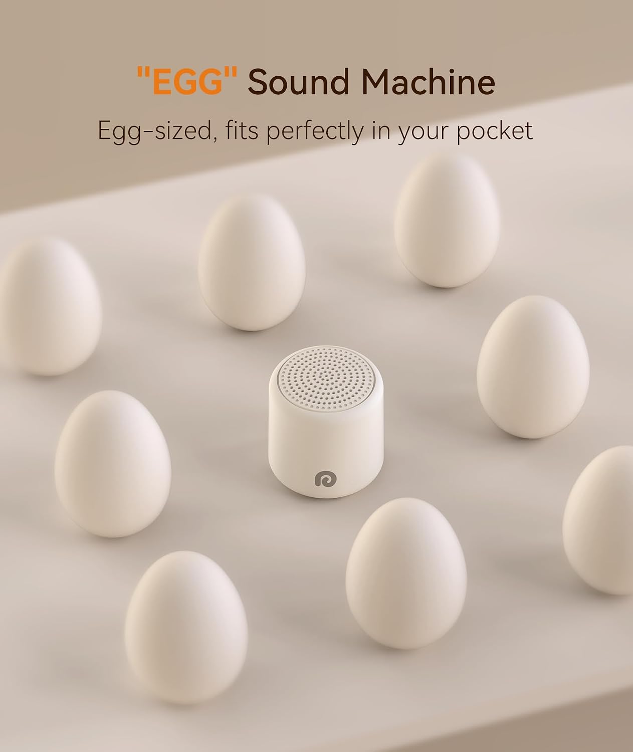 Dreamegg Portable White Noise Machine, 1000mAh Battery, Travel Sleep, Cream