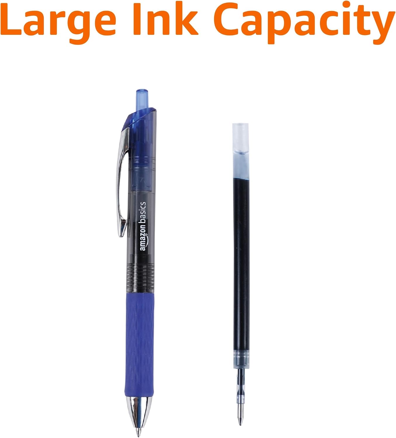 Amazon Basics Retractable Gel Pens, Fine Point 0.7mm, Smooth Writing, No-Smear Ink, Blue, 12-Pack