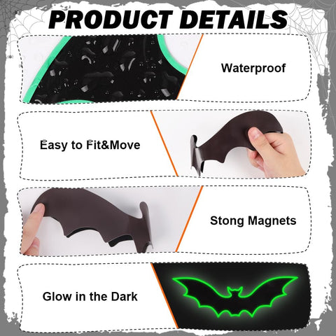 YUJUN 30 PCS Halloween Magnets Garage Door Outdoor Decorations Glow Bats