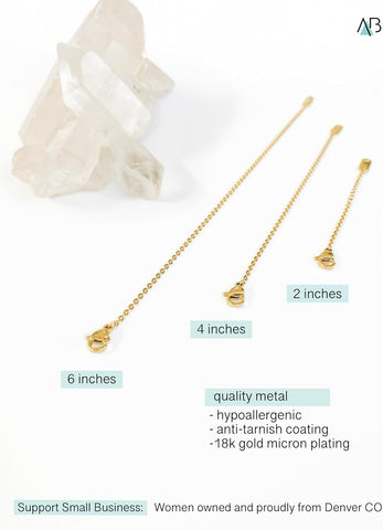 Altitude Boutique 18k Gold Plated Necklace Extenders Delicate Necklace Extender Chain Set for Women 3 Piece Set, Extensions 2", 4", 6" Inches Hypoallergenic in Gold, Rose Gold, or Silver