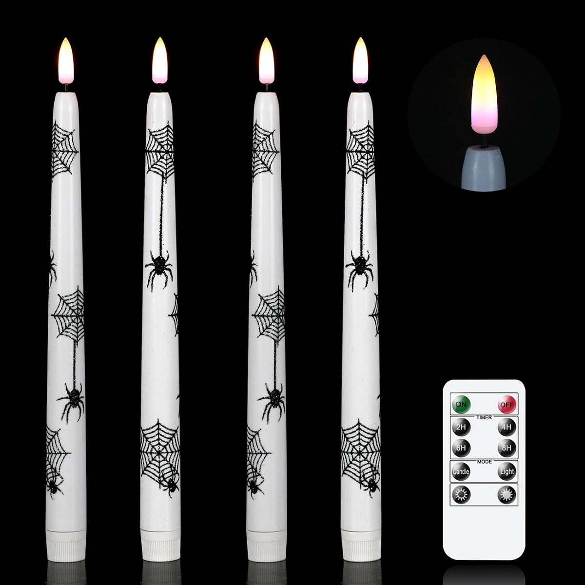 Wondise Halloween Flameless Taper Candles with Remote & Timer