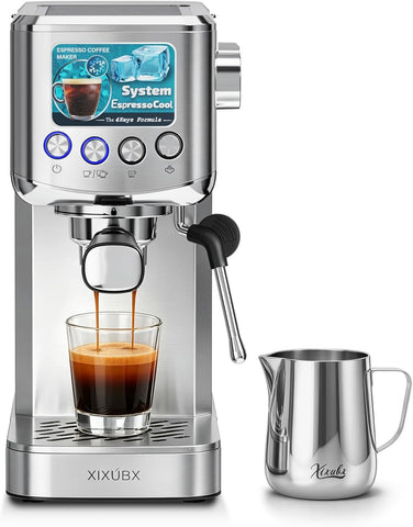 XIXUBX Cold Brew Espresso Machine with Milk Frother, Grey