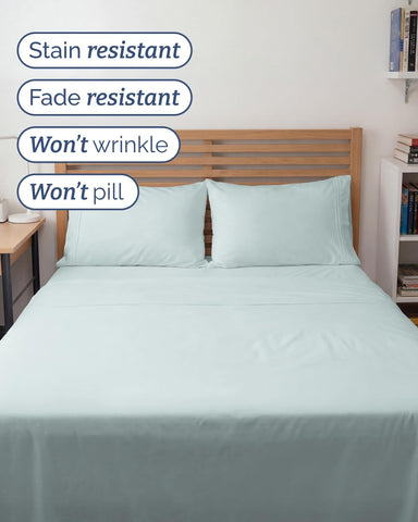 Full XL Sheets - 4 Piece Full XL Sheet Set - Cool & Breathable - Ice Blue