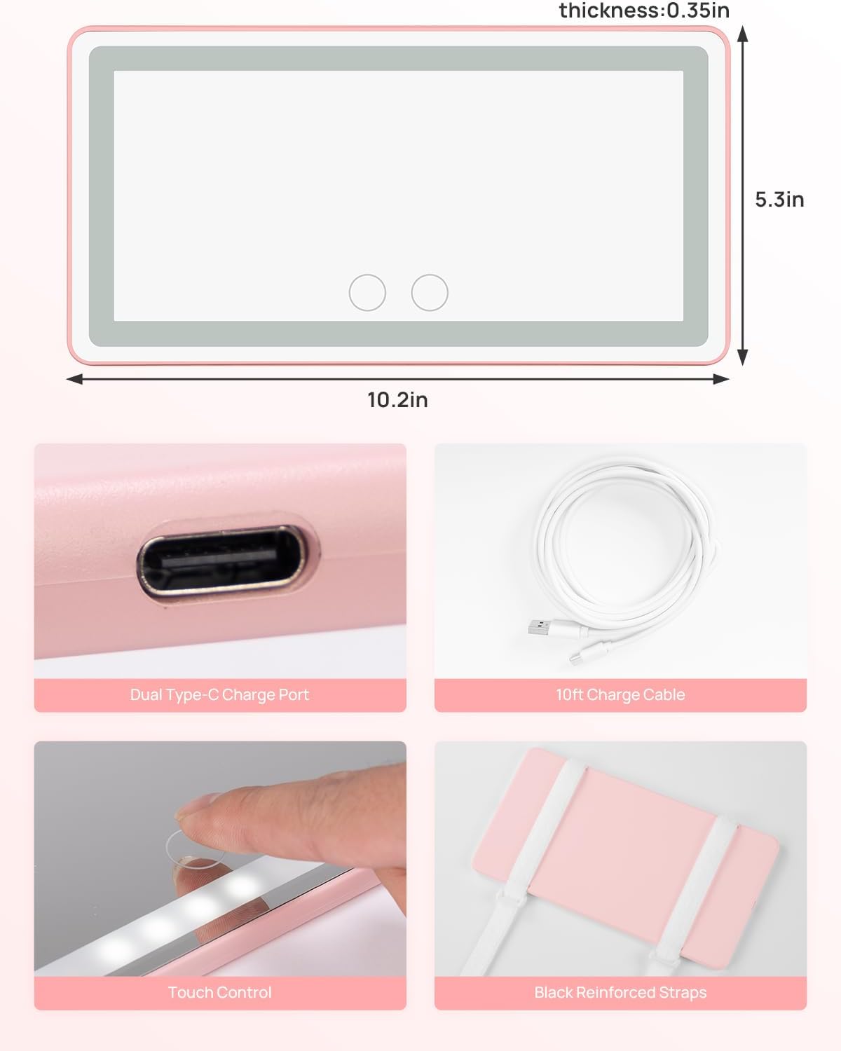JOYTUTUS Car Sun Visor Vanity Mirror, Car Vanity Mirror with Lights, Makeup with 3 Light Modes & 60 LEDs, Dimmable Touch Control Travel Makeup for Sedan Truck SUV