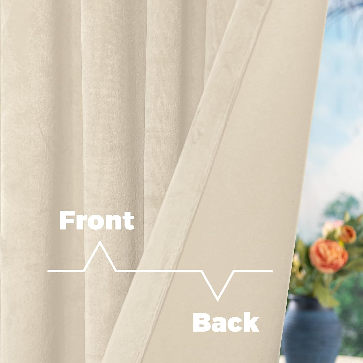 BGment Cream Beige Velvet Curtains for Living Room, 2 Panels, 52 x 102 Inch