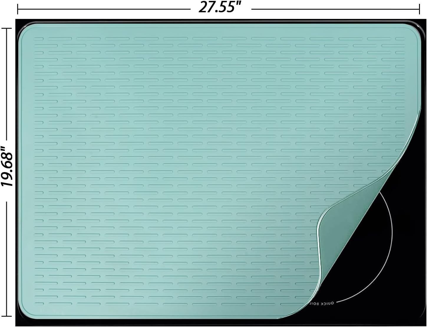 YUHFERA Stove Top Cover for Electric Stove - Silicone Stove Mat for Glass Top, Glass Cooktop Protector, XL Dish Drying Mats for Kitchen,Oven Covers for Electric Stove (Aqua,28 x 20)