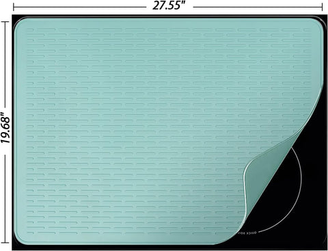 YUHFERA Stove Top Cover for Electric Stove - Silicone Stove Mat for Glass Top, Glass Cooktop Protector, XL Dish Drying Mats for Kitchen,Oven Covers for Electric Stove (Aqua,28 x 20)