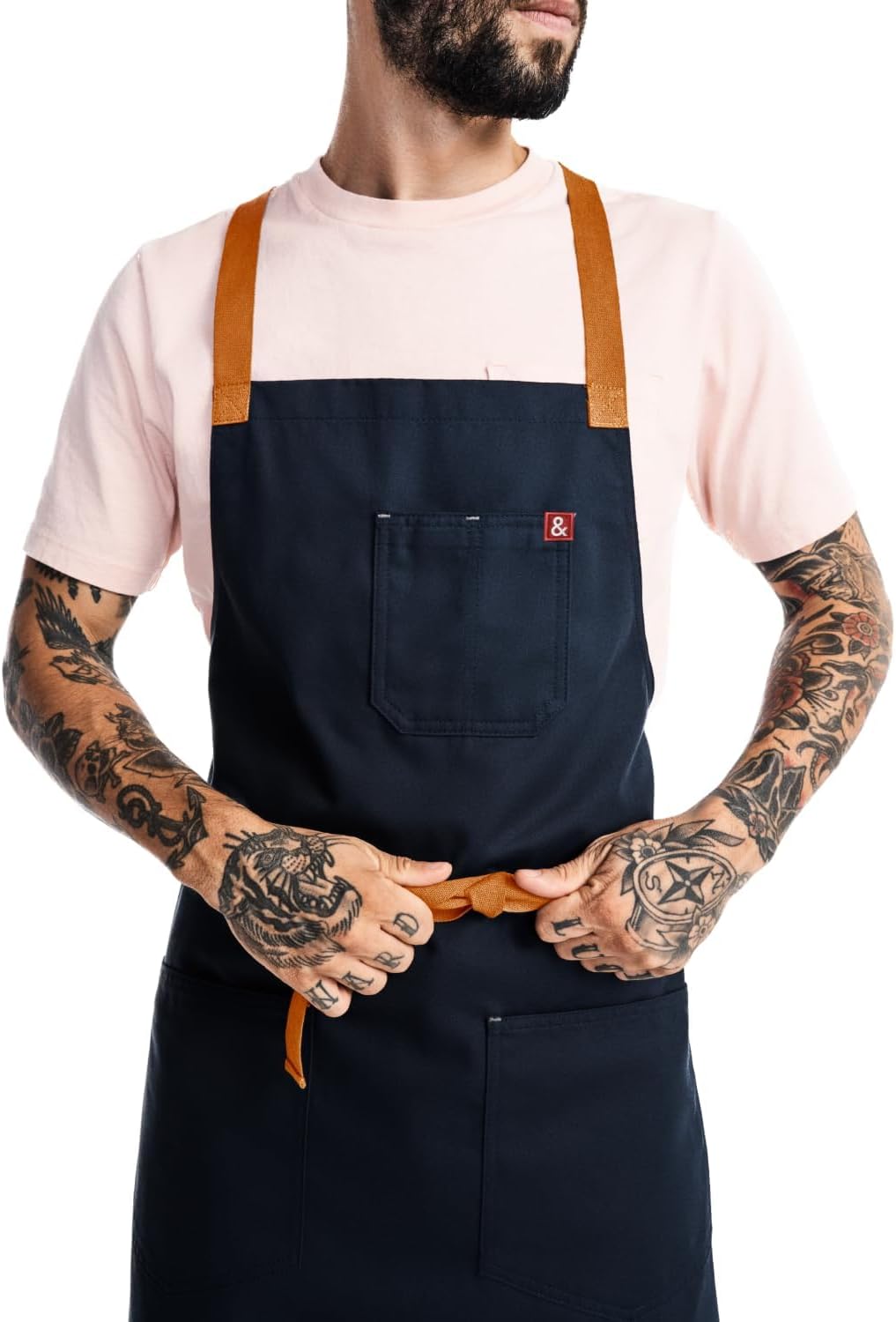 hedley & bennett Crossback Chef Apron, Pockets & Towel Loop, Midnight Blue