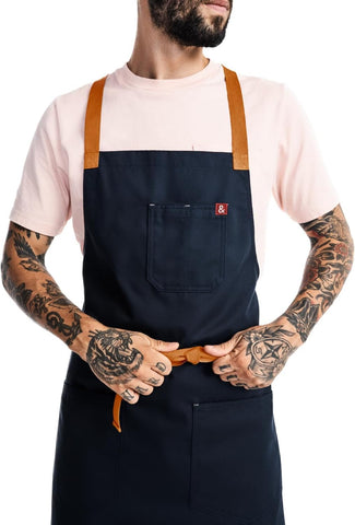 hedley & bennett Crossback Chef Apron, Pockets & Towel Loop, Midnight Blue