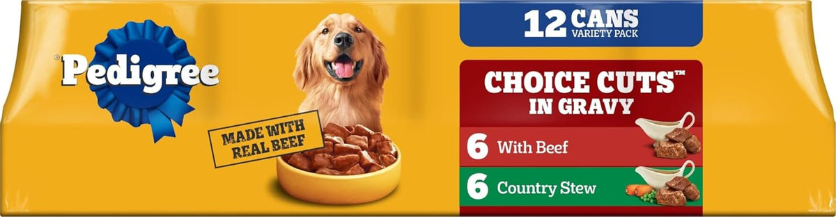 Pedigree Choice Cuts Wet Dog Food, Beef & Country Stew, 13.2 oz, 12 Count