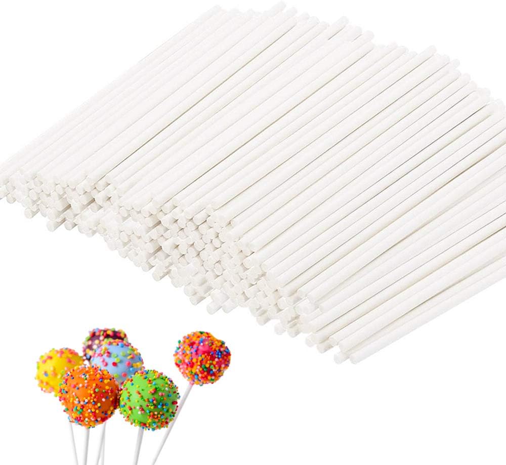 200 Count White Lollipop Sticks,6-Inch Paper Sticks Sucker Stick for Cake Pops,Cupcake Toppers,Candy Melt,Chocolate,Cookie,Dessert(Dia 3.5mm)