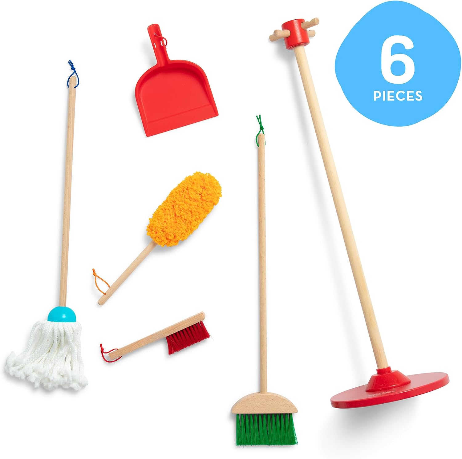 Melissa & Doug Dust Sweep Mop, 6-Pc. Toddler Cleaning Set with Kids Broom & Accessories, Preschool Learning Activities & Kids Toys for Girls & Boys 3+