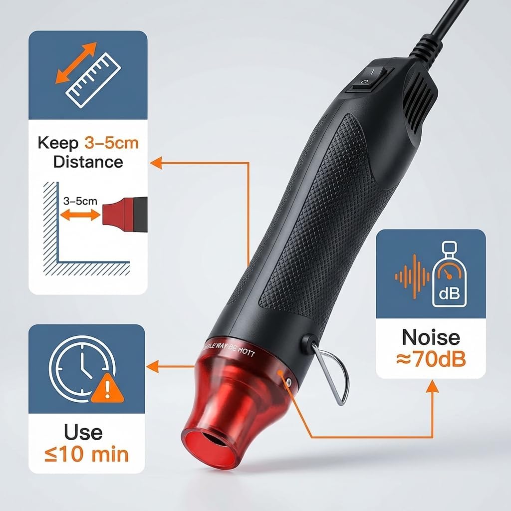 QWORK Mini Heat Gun, 300W Portable Hot Air Tool for Crafts, Epoxy Resin, Shrink Tubing & DIY, with Stand 110V
