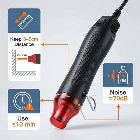 QWORK Mini Heat Gun, 300W Portable Hot Air Tool for Crafts, Epoxy Resin, Shrink Tubing & DIY, with Stand 110V