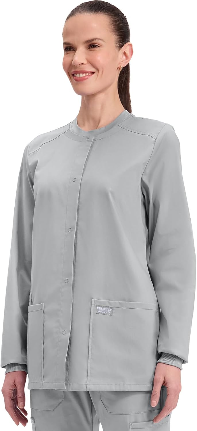 Cherokee WW Professionals Scrub Jacket for Women Snap Front