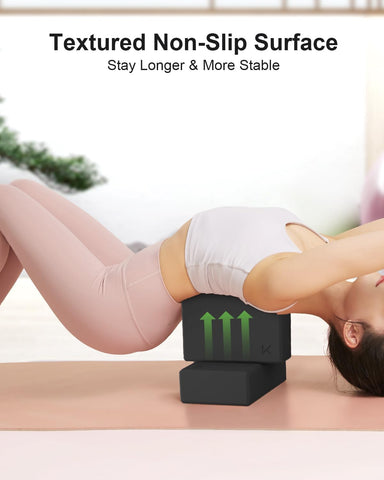 KEEP Yoga Block, High-Density EVA Foam 2 Pack Yoga Block with Non-Slip Textured Surface, Supportive, Lightweight - Ideal for Yoga