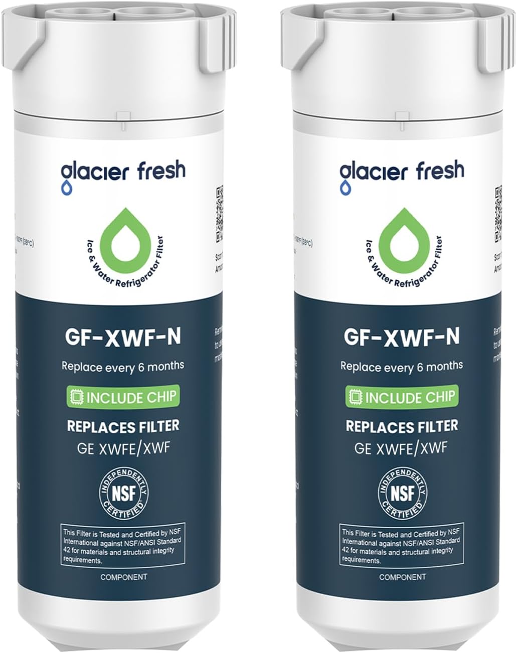 GLACIER FRESH XWFE (Built-in CHIP) Refrigerator Water Filter 2-Pack