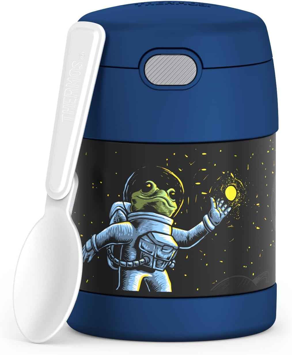 THERMOS FUNTAINER Kids Food Jar with Spoon, 10oz, Space Frog