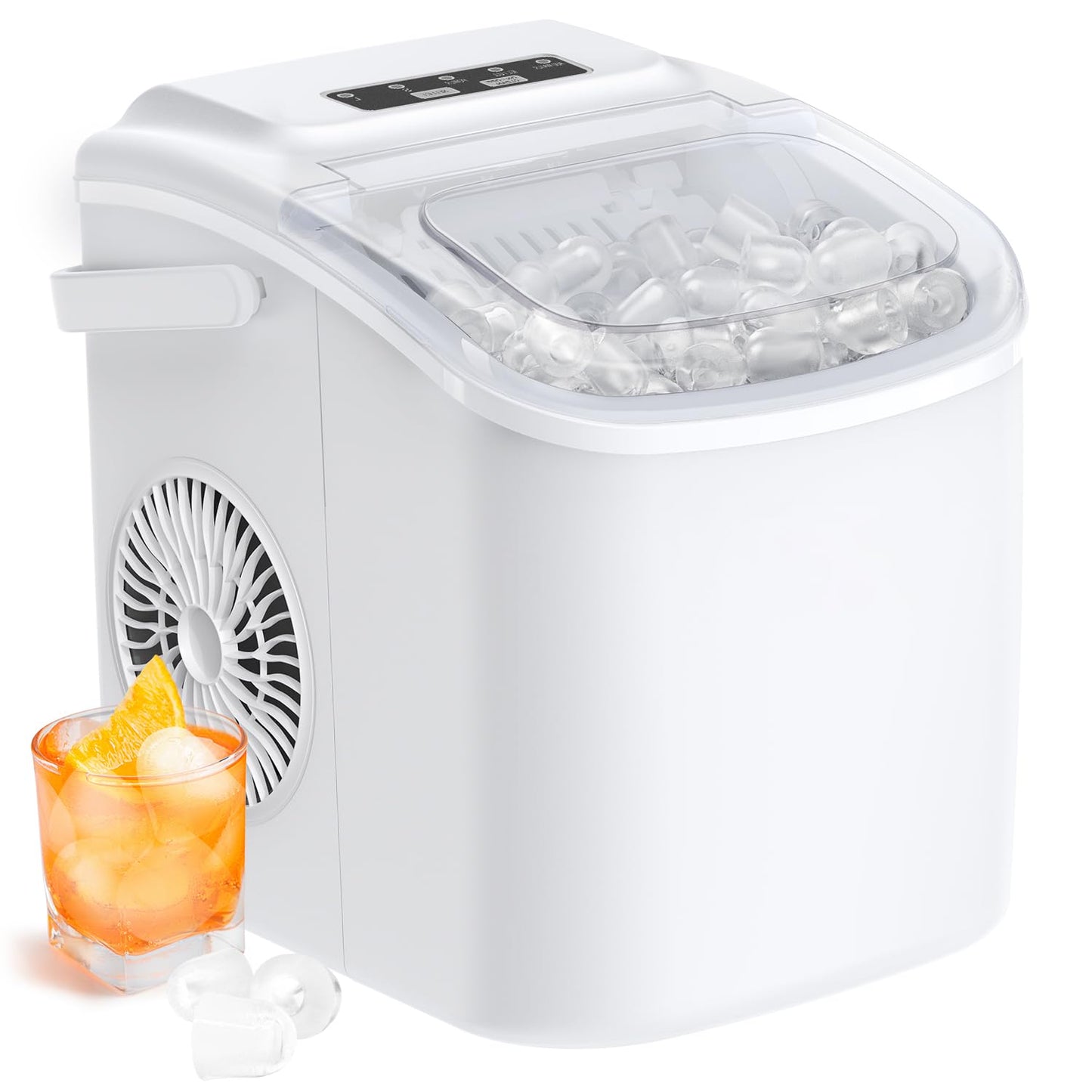 Silonn Ice Makers Countertop, 9 Cubes Ready in 6 Mins, 26lbs in 24Hrs, Self-Cleaning Ice Machine with Ice Scoop and Basket, 2 Sizes of Bullet Ice for Home Kitchen Office Bar Party