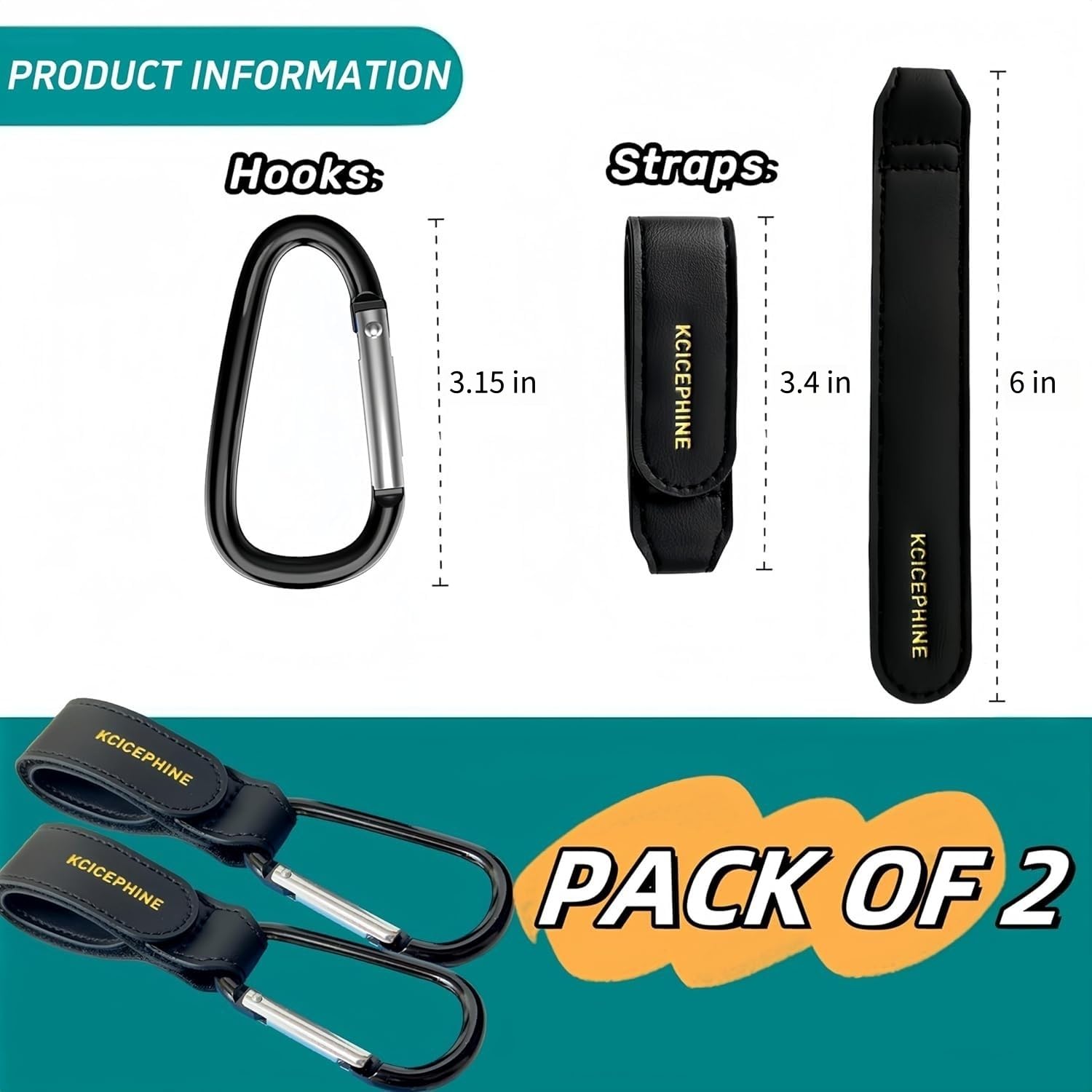4Pack Universal Baby Stroller Hooks Clips for Hanging Bags and Shopping,Convenient Stroller Straps Accessories Perfect for Uppababy, Babyzen Yoyo, Britax, Bugaboo, Bob, Buggy, Shopping Cart（Black）