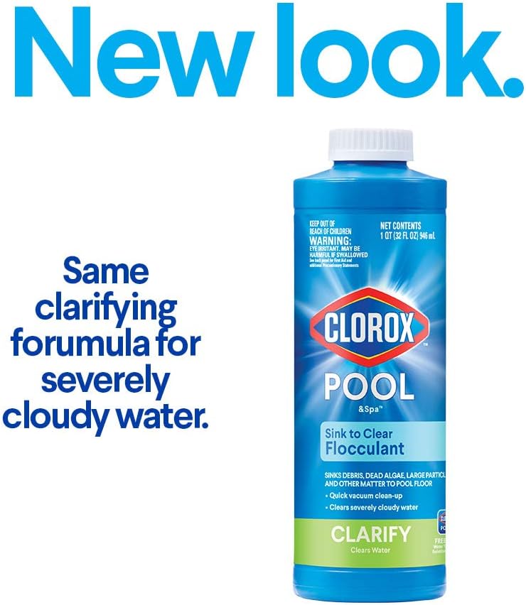 Clorox® Pool&Spa™ Swimming Pool Sink to Clear Flocculant, Sinks Debris, Dead Algae, Large Particles & Other Matters to Pool Floor, 1 Quart (Pack of 1)