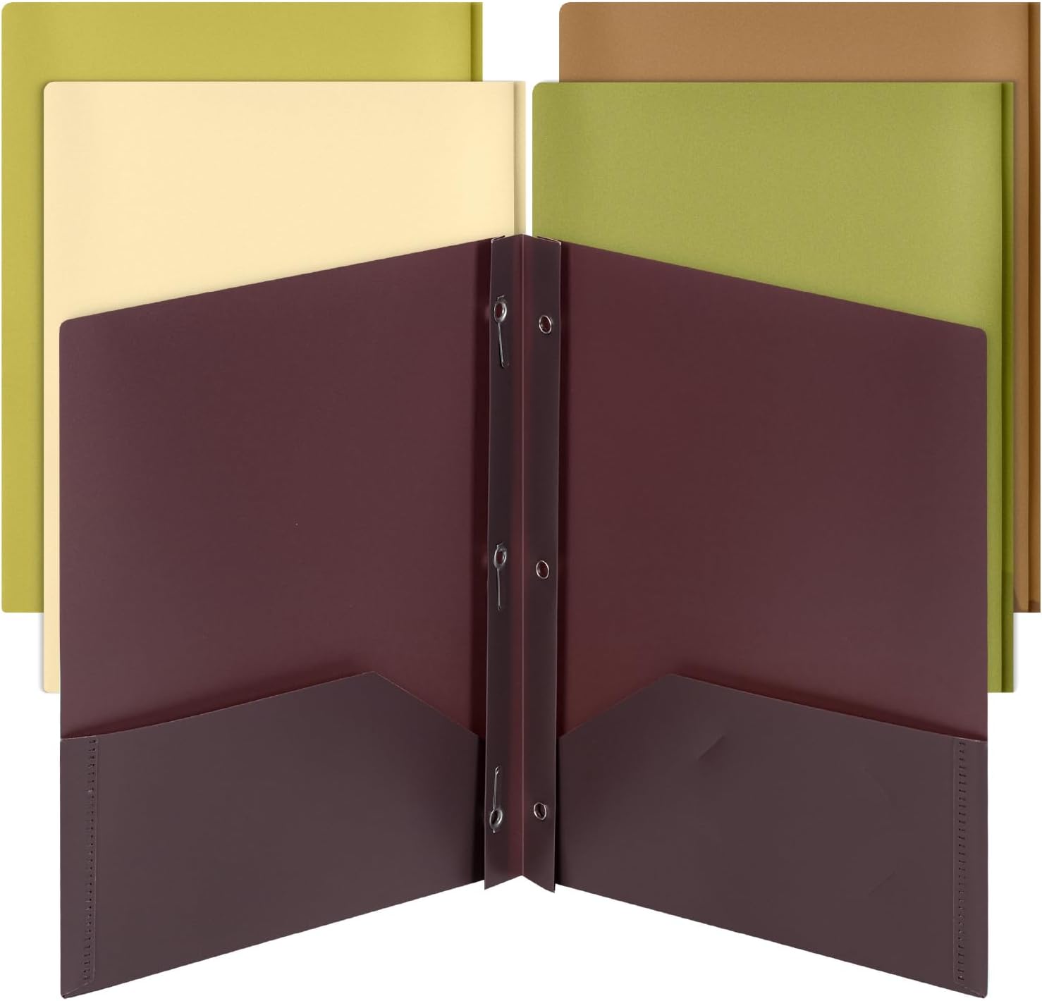 Mr. Pen- Plastic Folders with Pockets and Prongs, 5 Pack, Letter Size