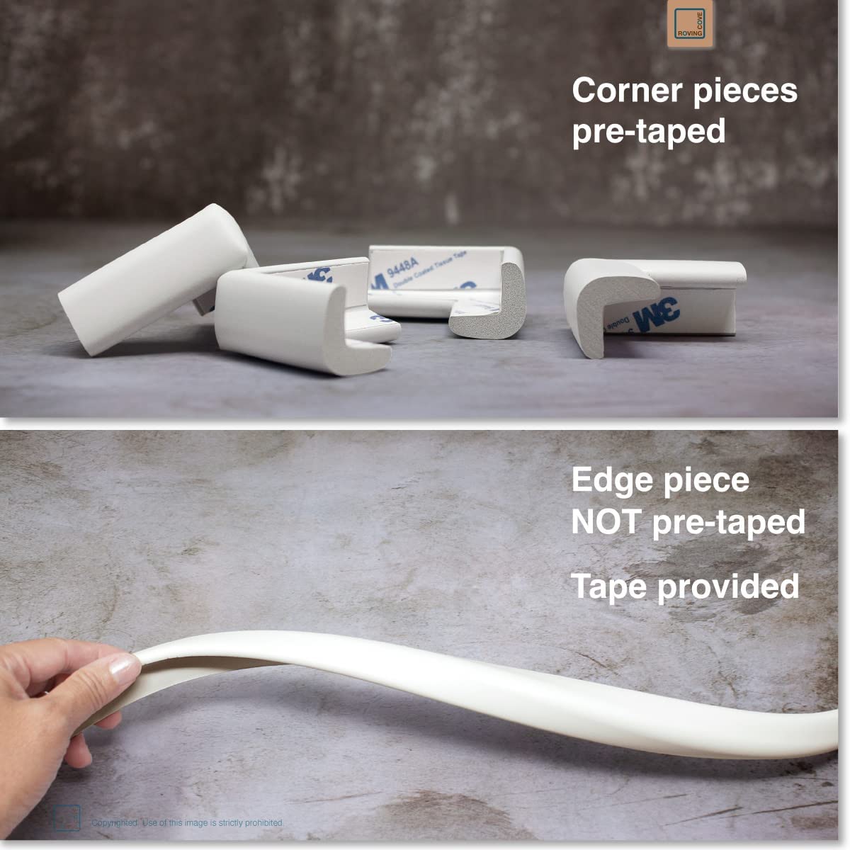 Roving Cove Baby Proof Corner Edge Protector, Small 15ft Edge 4 Corners