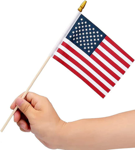 200 Pack Small American Flags on Stick, 4x6 Inch Small US Flags/Mini American Handheld Flags with Kid-Safe Spear Top, 4th of July,Independence Day, Outdoor,Memorial Day Decorations