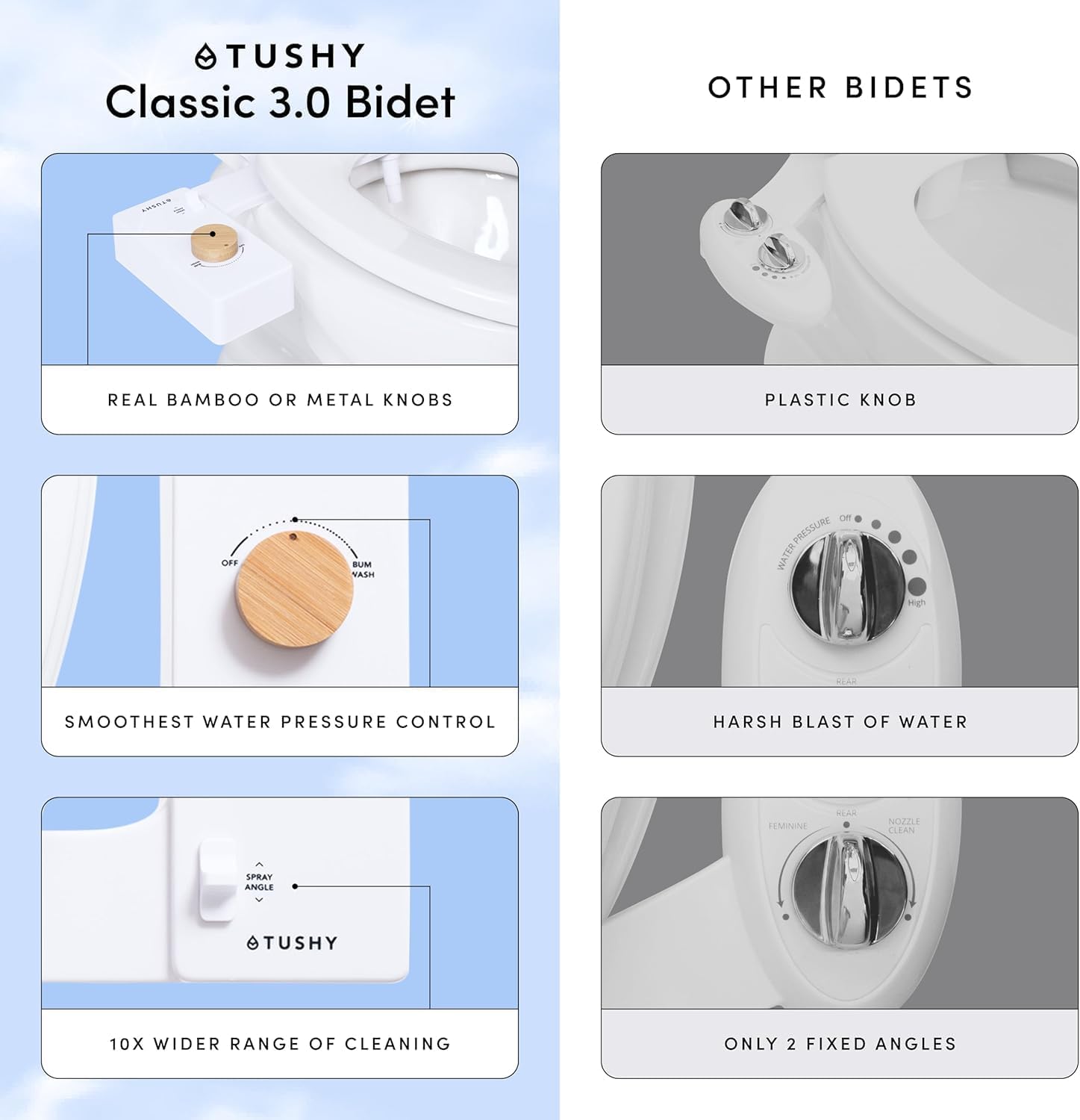 TUSHY Classic 3.0 Bidet Toilet Seat Attachment, Brushed Nickel