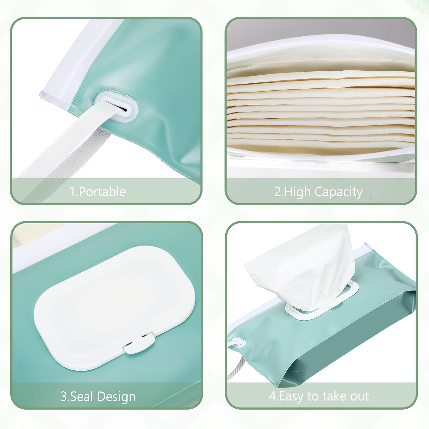 FEBSNOW 2 Pack Baby Wipe Dispenser, Reusable Portable Travel Wipe Holder