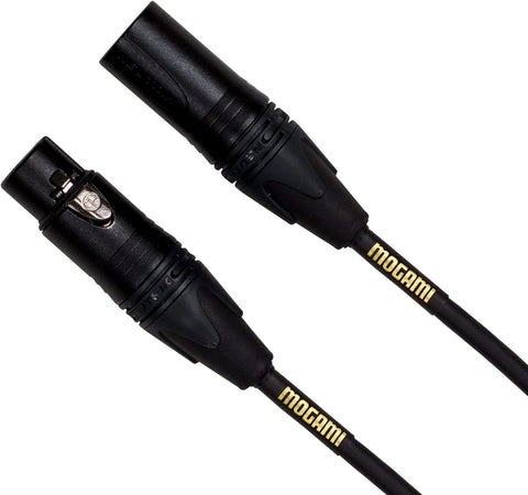 Mogami Gold Studio 02 XLR to XLR Quad Conductor Patch Cable 2 feet with Gold Contacts, XLRM-XLRF Connectors, Pro Audio Noise-Free