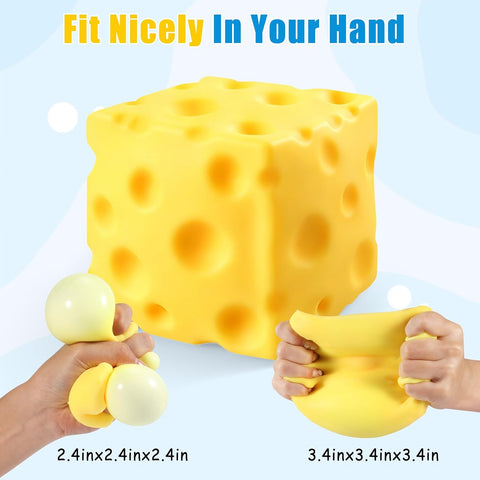 Cheese Squishy Cube, Cheese Block Squeeze Toy, Stress Ball Fidget Sensory Squeezy Toys, Novelty Stress Relief Gifts for Adults (Pink, 2.4 in)