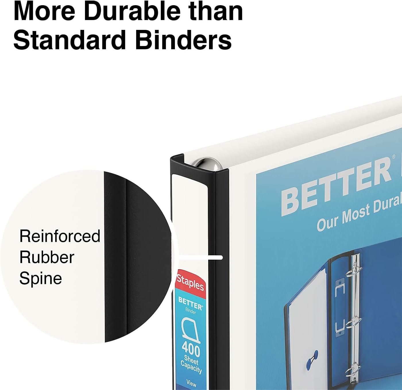 Staples Better Binder, 1.5 Inch D-Ring, White, 400 Sheets, 3-Pack