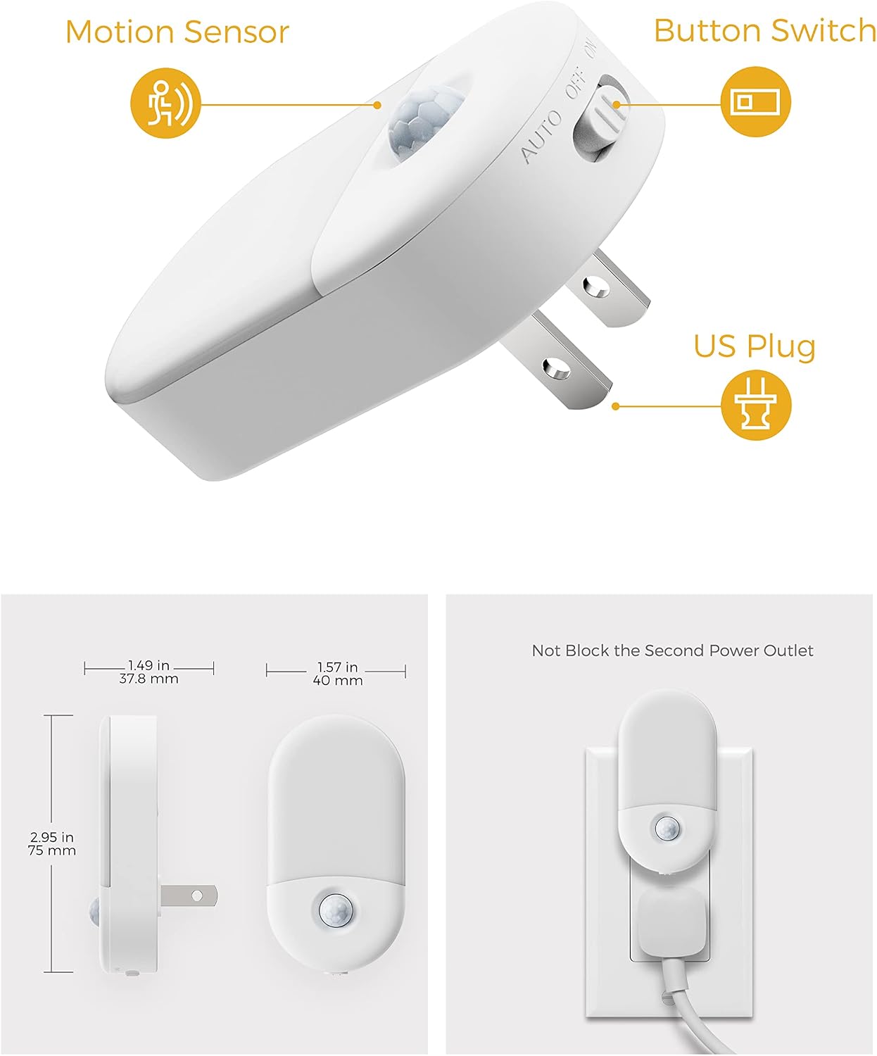L LOHAS LED Motion Sensor Night Light, Motion Sensor Light Indoor, 30/60LM