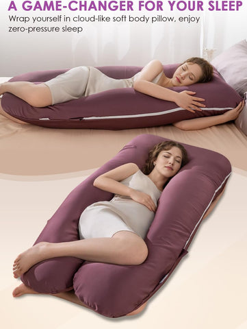 QUEEN ROSE Pregnancy Pillow, U Shaped Maternity Body Pillow, Dark Purple