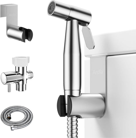 Arofa Handheld Bidet Sprayer, Bidet Attachment for Toilet, Brushed Nickel