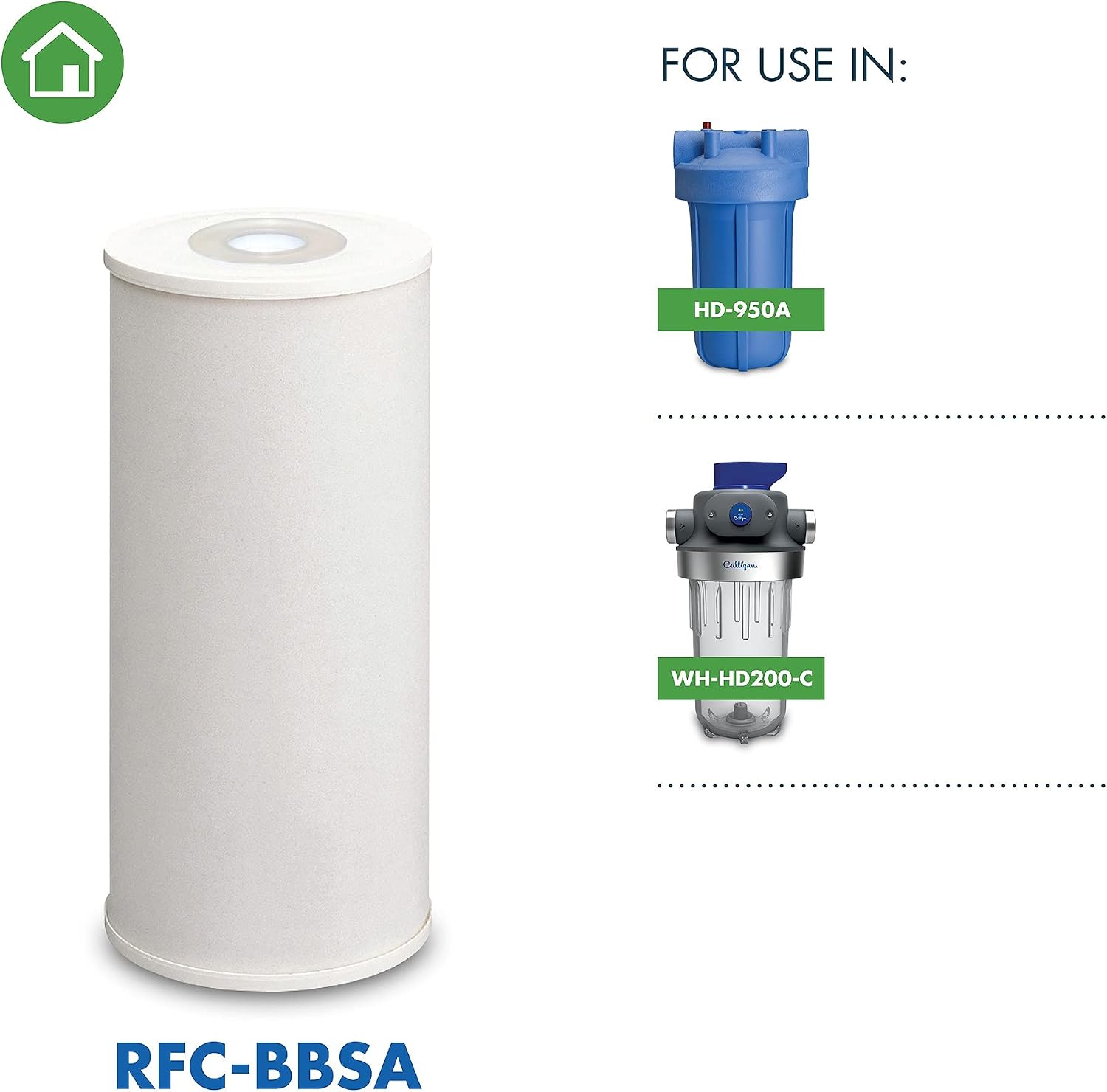Culligan RFC-BBSA Whole House Water Filter, 10 x 4.5 in, 25 Micron Carbon