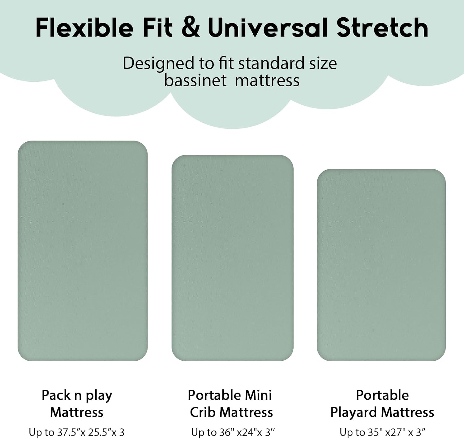 Yoofoss 2-Pack Pack and Play Sheets Fitted 38x26 (Green+Giraff)