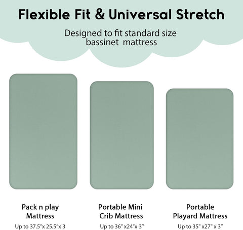 Yoofoss 2-Pack Pack and Play Sheets Fitted 38x26 (Green+Giraff)