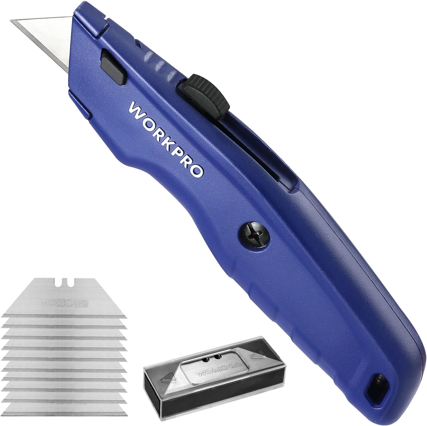 WORKPRO Premium Utility Knife, Retractable All Metal Heavy Duty Box Cutter, Quick Change Blade Razor Knife, with 10 Extra Blades
