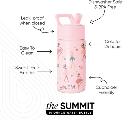 Simple Modern Kids Water Bottle & Toddler Cup | 14oz | Ballerina