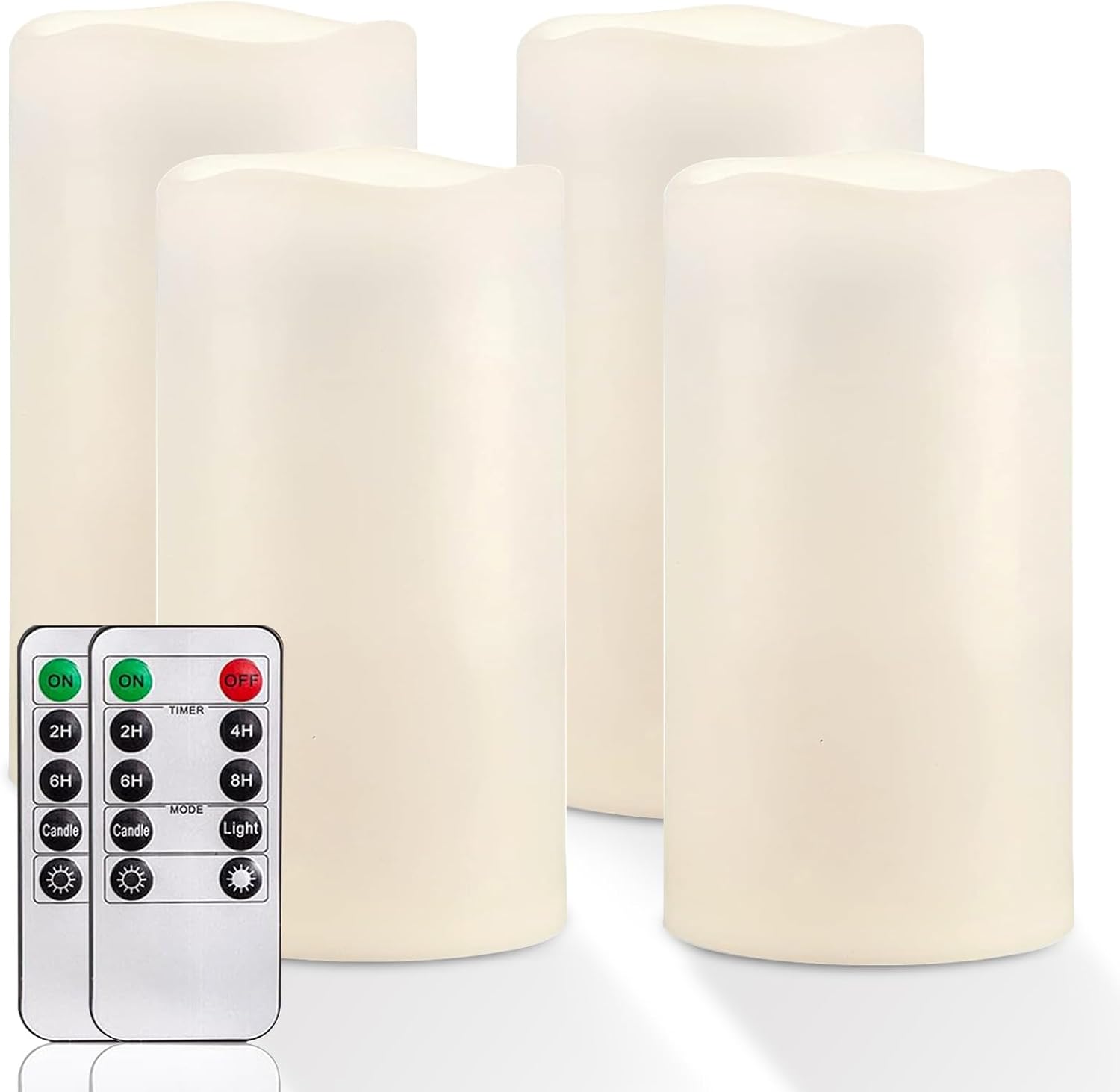 Homemory 6" x 4" Large Waterproof Outdoor Flameless Candles with Remote Control and Timer, Battery Operated Flickering LED Pillar Candles for Indoor Outdoor Lanterns, Porch, Long Lasting, Set of 4