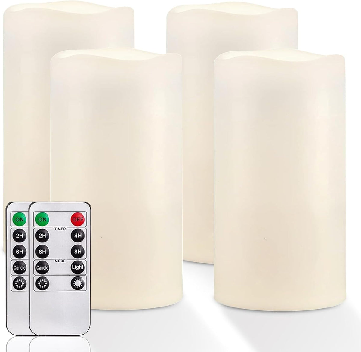 Homemory 6" x 4" Large Waterproof Outdoor Flameless Candles with Remote Control and Timer, Battery Operated Flickering LED Pillar Candles for Indoor Outdoor Lanterns, Porch, Long Lasting, Set of 4