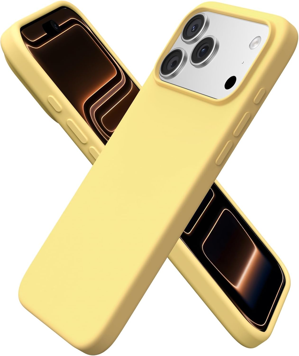 ORNARTO for iPhone 17 Pro Max Case, Liquid Silicone, Buttercream Yellow