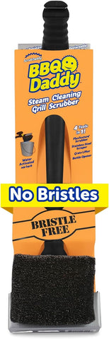 Scrub Daddy BBQ Daddy Grill Brush for Outdoor Grill - Bristle Free Grill Brush with Steel Grill Scraper + Scrub Brush - Temperature Controlled Scrubbing Power for Grill Cleaning (1 Count)