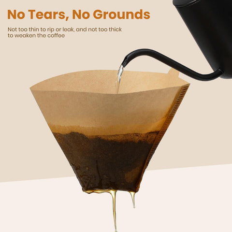 AOZITA #4 Cone Coffee Filters 8-12 Cup, 100 Count Unbleached Natural Coffee Paper Filters, No Blowout, Disposable Coffee Filter for Pour Over and Drip Coffee Maker